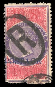 New South Wales #76 Cat$60, 1894 10sh rose and violet, used