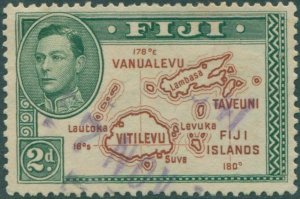 Fiji 1938 SG254 2d brown and green Islands with 180 KGVI P13½ FU