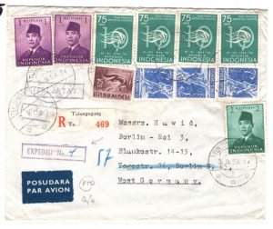 INDONESIA Air Mail Cover *TULUNGAGUNG* Registered 1959 HIGH RATE Berlin MA1075