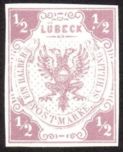 1859, Germany Lubeck, 1/2Sch, MNG, Sc 1, Reprint