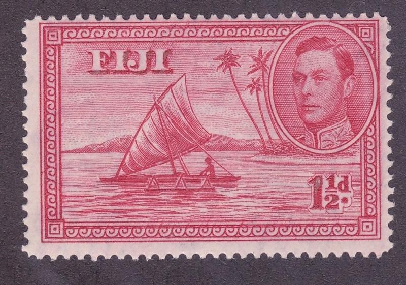 Fiji Sc #132b SG #252b Mint OG 1942 1½ Perf 14 Outrigger Canoe w/Man in Canoe VF