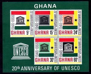 Ghana 268a MNH 1966 UNESCO 20th Anniversary Souvenir Sheet Scv $27.50