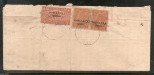 India Travancore Cochin State Surcharged Postage x3 Stamped Used Cover # 6439