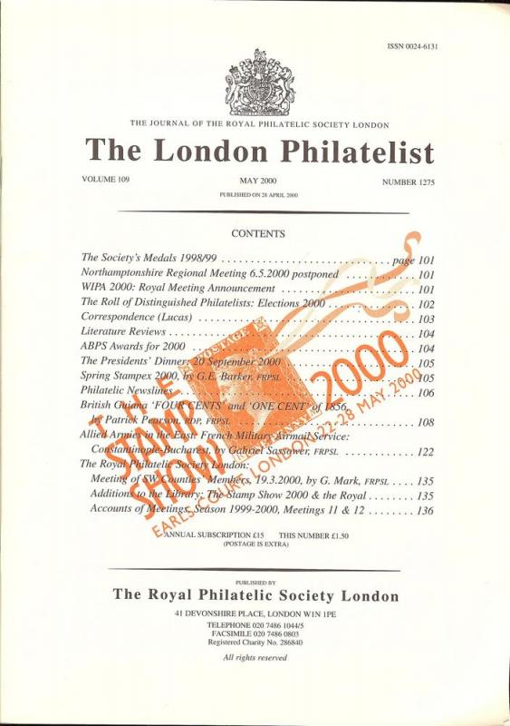 The London Philatelist: Vol. 109, Number 1275,