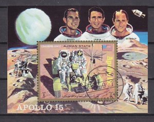 Ajman, Mi cat. 1116, BL319. Apollo 15, Moon Buggy s/sheet. Canceled. ^