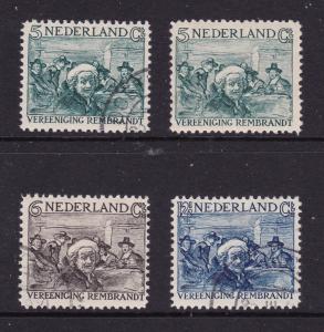 Netherlands the Rembrandt set of 3 used + 1 MH from 1930