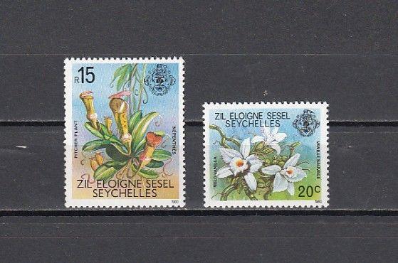 Seychelles-Zil, Scott cat 4 & 15. Orchid & Pitcher Plant values from set. ^