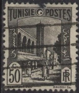 Tunisia 87 (used) 50c mosque, Tunis, black (1926)