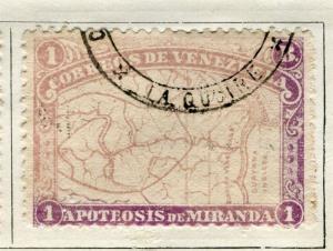 VENEZUELA;  1896 Gen. Miranda issue fine used 1B. value