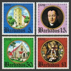 Barbados 420-423,423a,MNH.Michel 389-392,Bl.6. Anglican Diocese,1975.Churches.