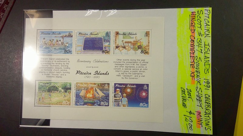 Pitcairn Islands 1991 Celebrations Scott# 347 S/S Mint Hinge on selvage/1 stamp