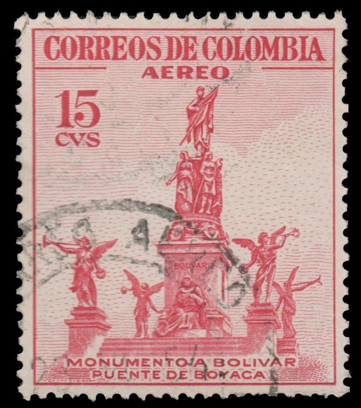 COLOMBIA YEAR 1954 AIRMAIL STAMP SCOTT # C242. USED. # 3