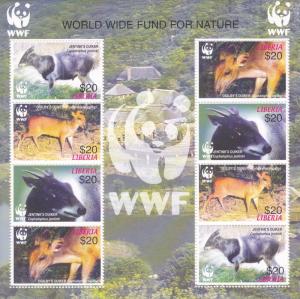 Liberia # 2370a, WWF - Jentinks Duiker, Sheet, NH, 1/3 Cat