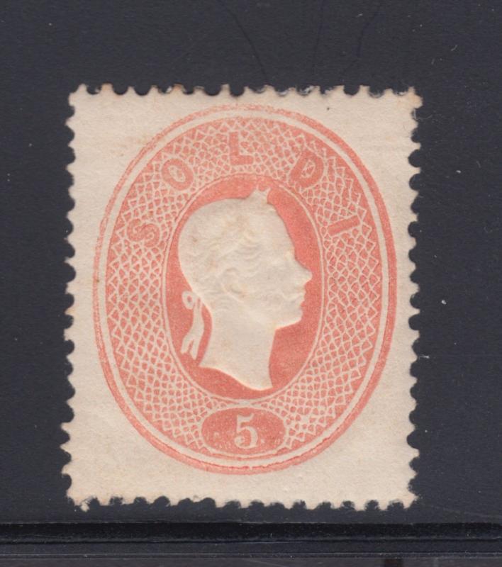 Lombardy-Venetia Sc 13, Sass N.33a, MLH. 1861 5s light red Franz Josef,  Cert