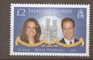 FALKLAND ISLANDS SG1193 2011 ROYAL WEDDING  MNH 