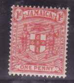 Jamaica-Sc#59- id7-unused og hinged 1p Arms of Jamaica-1906-