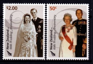 New Zealand 2007 QEII Wedding Anniv. Complete Mint MNH Set SC 2150-2151