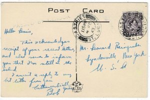 St. Lucia 1943 Castries cancel on postcard to the U.S., censored