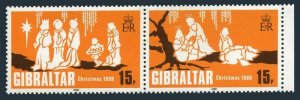 Gibraltar 398-399a two pairs, MNH. Michel 413-414. Christmas 1980, Holy Family.