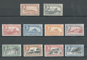 1938-51 Gibraltar, Stanley Gibbons #121-31 - 10 Values - Incomplete Series - MNH