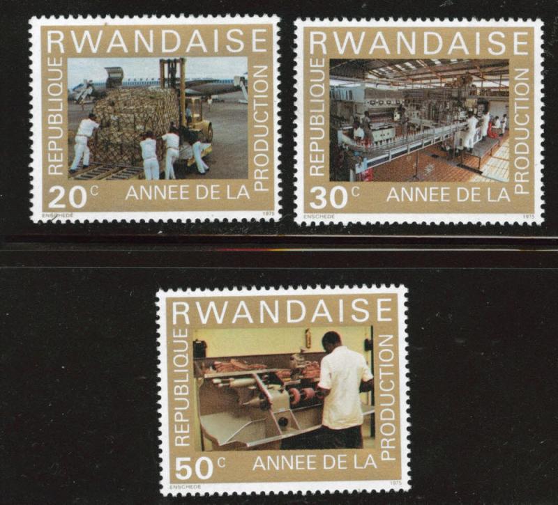 RWANDA Scott 699-701 MNH** 1975 short set