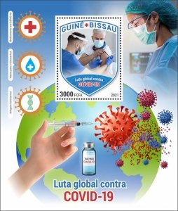 GUINEA-BISSAU Corona 2021 MNH Medical Stamps Sheet Global fight against Corona