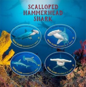 Union Islands 2019  - Scalloped Hammerhead Shark - Sheet of 4 stamps - MNH 