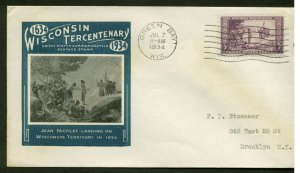 #739 WISCONSIN FDC GREEN BAY, WI 7/7/34 PLANTY 739-5 IOOR CACHET