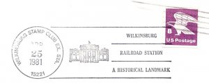 US SPECIAL PICTORIAL POSTMARK COVER WILKINSBURG PENNSYLVANIA RAILROAD LANDMARK A