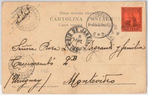 48646 - TRINIDAD - POSTAL HISTORY - POSTCARD to URUGUAY through BRAZIL 1906