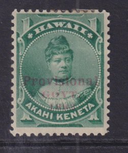 HAWAII, 1893 PROVISIONAL GOVERNMENT in Red, 1c. Green, heavy hinged.