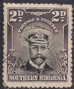 Southern Rhodesia 1924 - 29 KGV 2d Black & Purple Grey used SG 4 ( D956 )