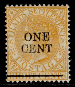 MALAYSIA - Straits Settlements QV SG91, 1c on 8c orange, M MINT.