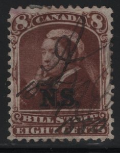 Canada Nova Scotia Revenue used 1868 8c N.S. o/p on Federal Bill Stamp