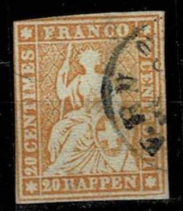 Switzerland 1855,Sc.#34 used. Mi.#16 IIB used Sitting Helvetia