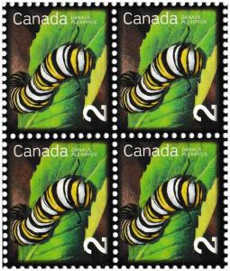 Canada 2328 Beneficial Insects Monarch Caterpillar 2c block 4 MNH 2009