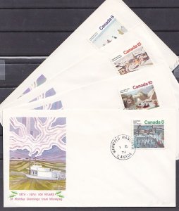 Canada, Scott cat. 650-653. Christmas issue on 4 First day covers. ^