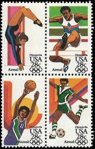 US Scott# C104a 1983 28c multi  Olympics ; Se-Tenant Block of 4; Mint Never H...