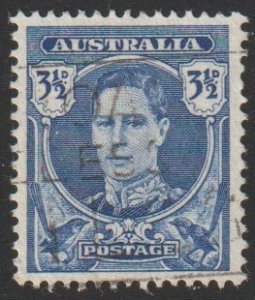 Australia SC# 195 - (3.5p) - King George VI, ultramarine, pf 15x14, Used Single