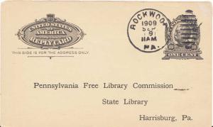 United States Pennsylvania Rockwood 1909 duplex  Postal Card.
