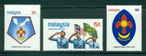 Malaysia Scott #115-117 MNH Scouting Map Emblem Flags CV$3+