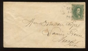 Confederate States 1 Used Tied by Black SAVANNAH GA CCL on Cover LV5010