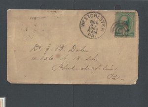 1889 Cover From Westchester Pa To Dr Dale