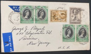 1953 Jebba Nigeria Airmail Cover To Fairview NJ Usa Queen Elizabeth Coronation