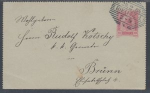 Austria H&G A42 used in Selisia, 1904 10h Letter Card