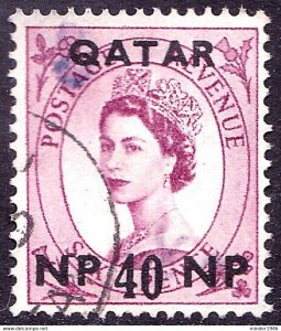 QATAR 1960 QEII 40p on 4d Deep Claret SG26 FU