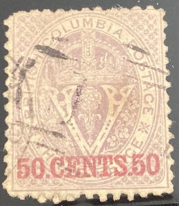 British Columbia #17 used 50c on 3p violet Seal of British Columbia