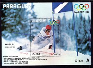 Paraguay C684 Winter Olympics Souvenir Sheet MNH VF