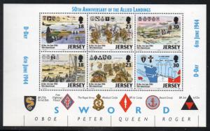 Jersey Sc 675b 1994 D-Day Anniversary stamp booklet pane mint NH