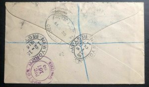 1915 Mandeville Jamaica Registered Cover To Boston Ma USA